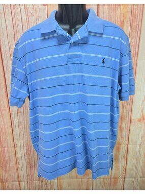 Polo Ralph Lauren Mens Blue Striped Polo Large